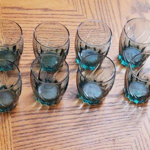 Vintage 90s Set Of 8 Anchor Hocking Green Glasses